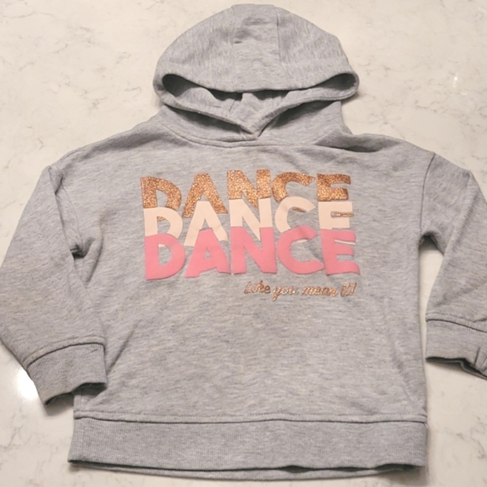PRIMARK GIRL SWEATSHIRT. SIZE 3-4YR. "DANCE LIKE YOU MEAN IT!". BRONZE PINK GREY